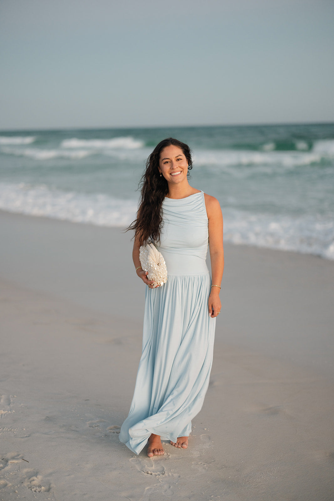 Model in the Riviera Maxi Dress on the beach