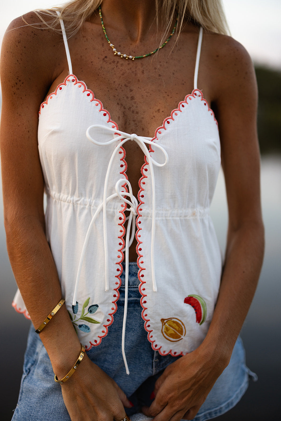 Citrus Embroidered Top