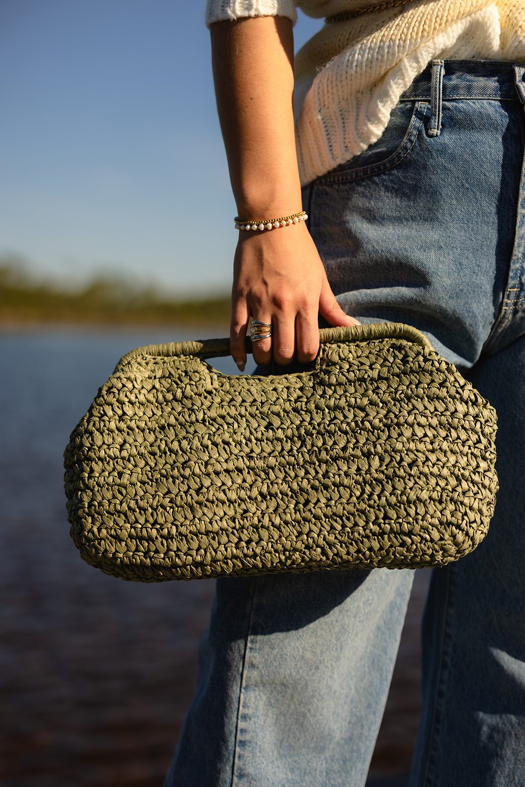 Sage Straw Bag