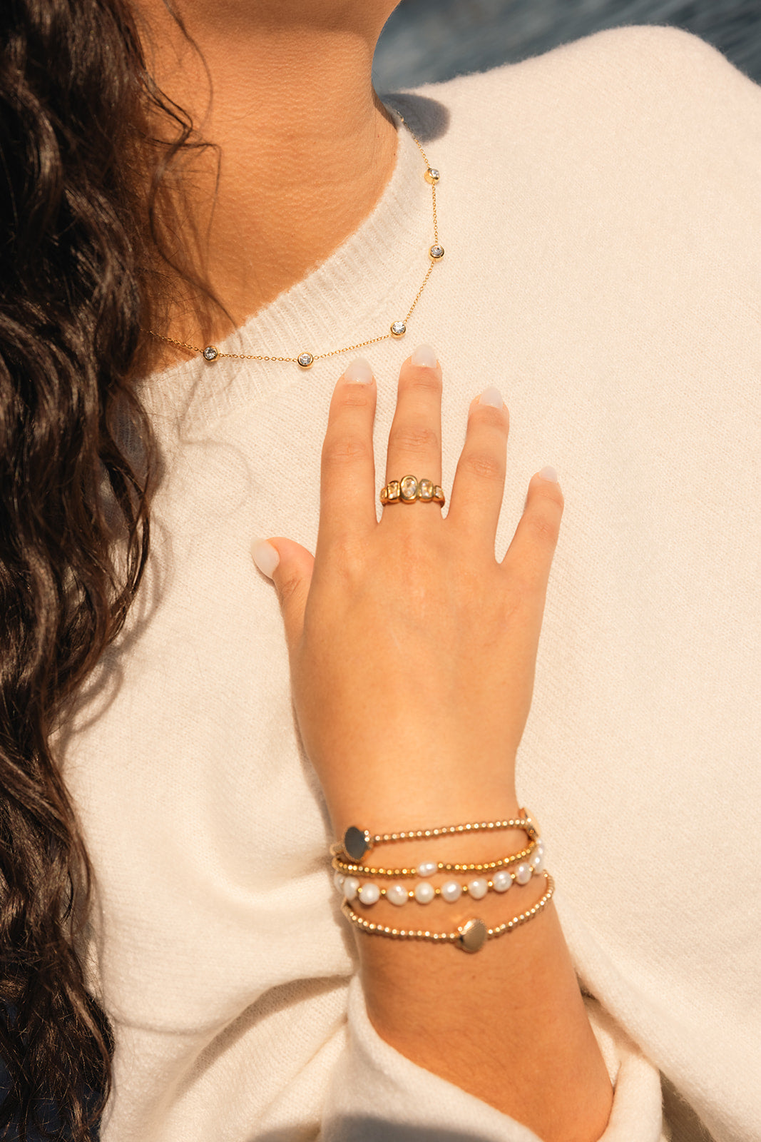 Sol Bezel Station Necklace