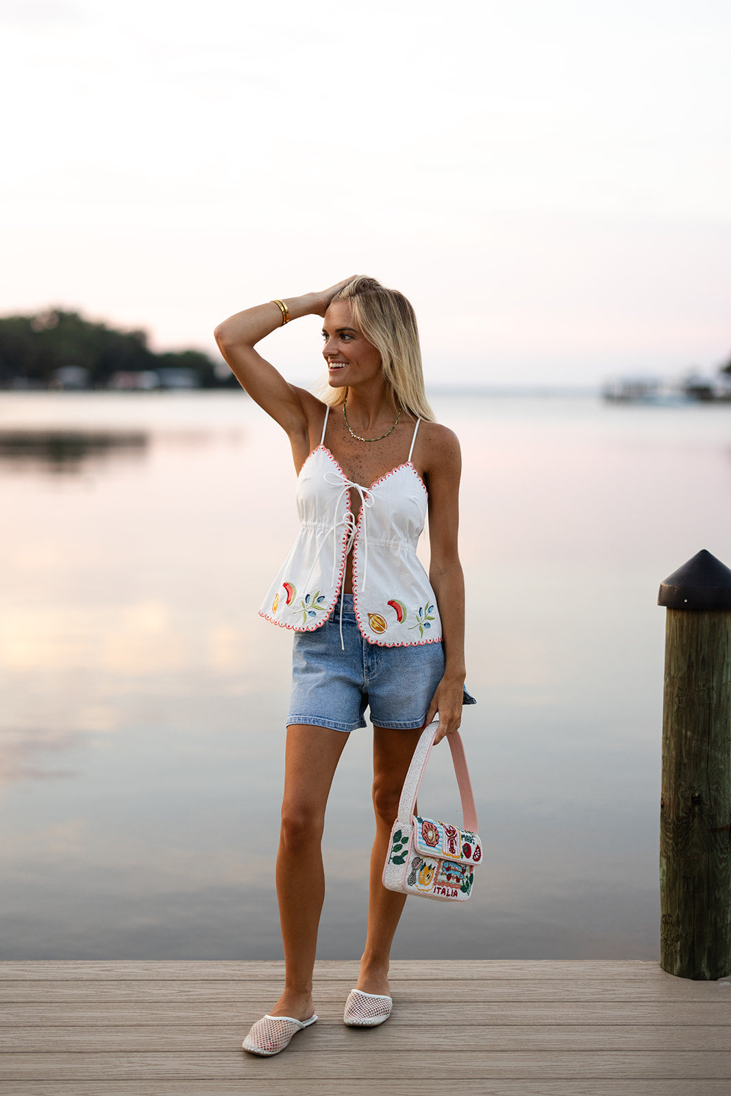 Citrus Embroidered Top