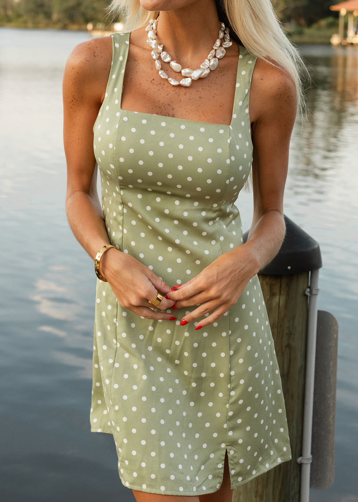 Pistachio Dot Mini Dress